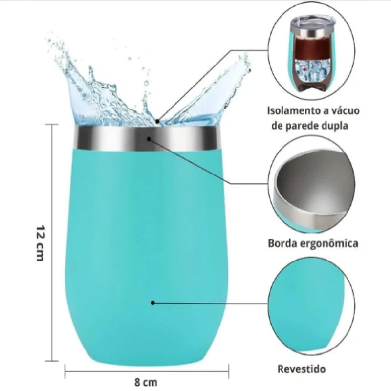 Copo Térmico Em Aço Inox ODACASA - Conserva Líquido Quente E Frio 360ml