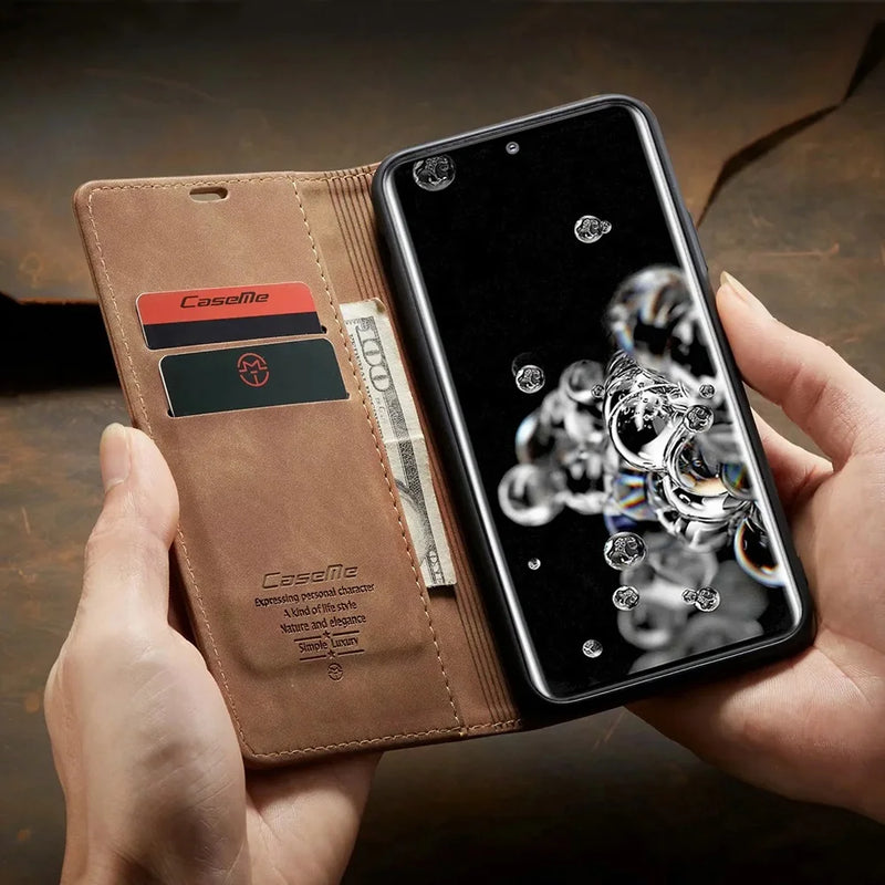 Capa de Celular em Couro - modelo carteira para Samsung